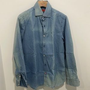 Isaia Distressed Denim Shirt